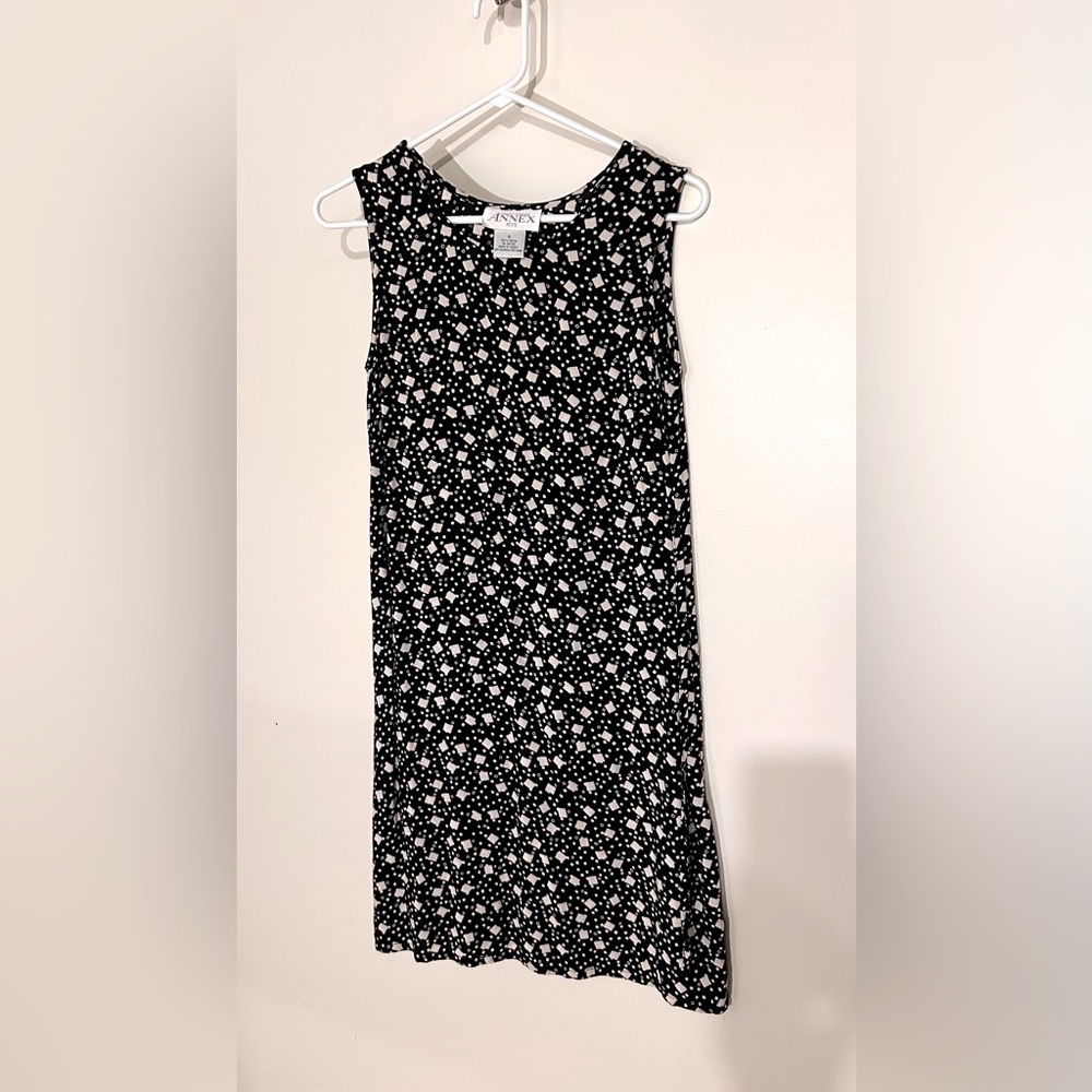 Vintage Casual Corner Annex Black & White Geometric Print Dress